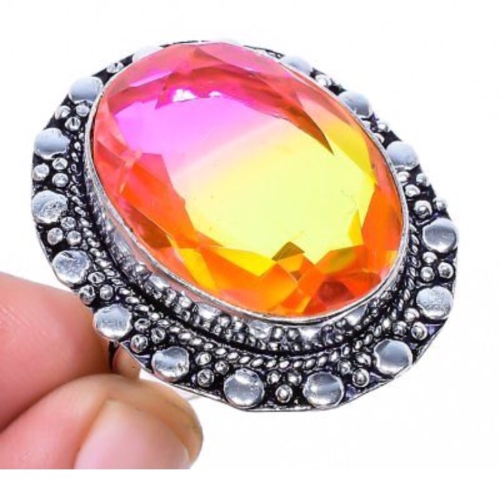 Bicolor Tourmaline Ethnic Ring